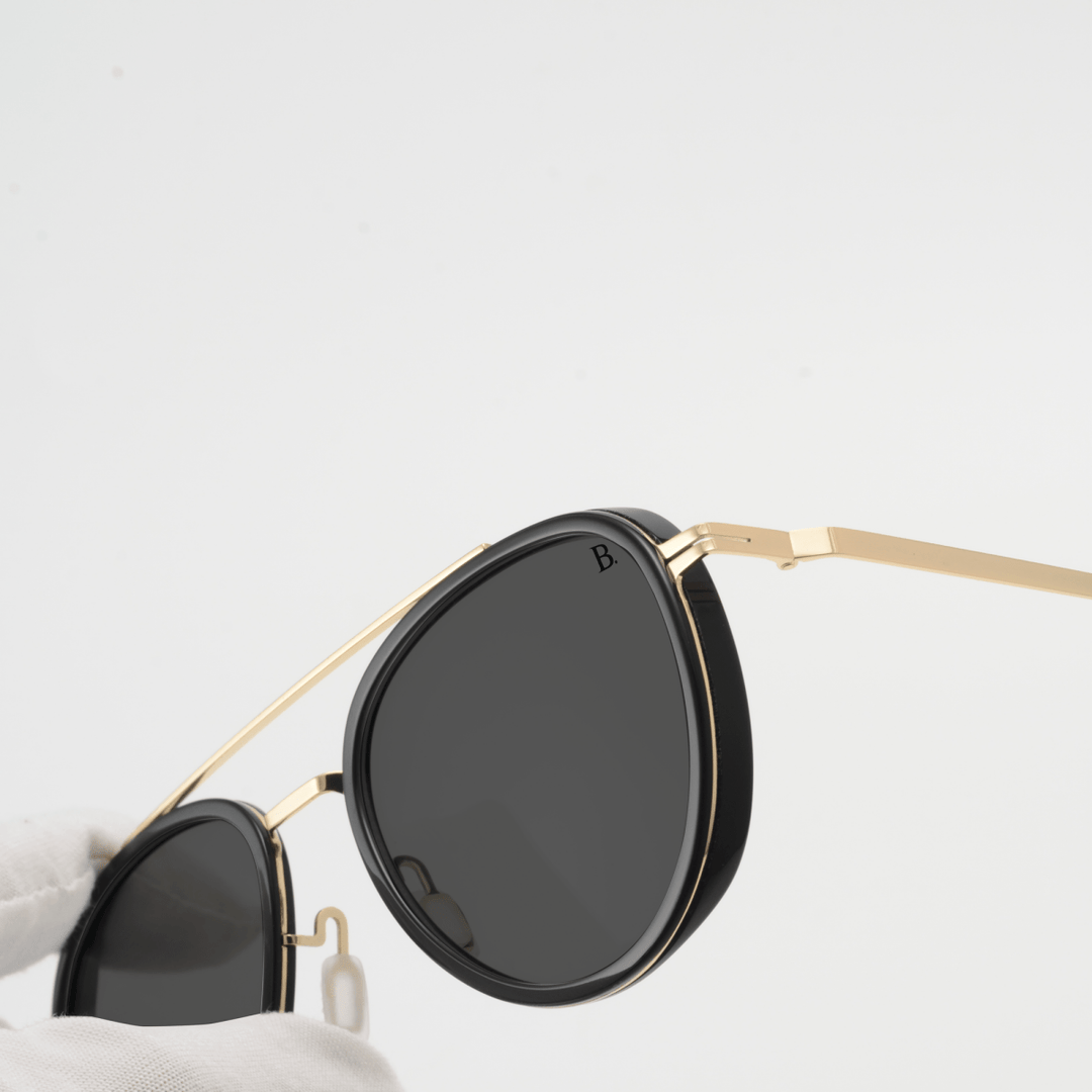 Lotus: Lunettes de soleil de luxe Noir - Doré - Bleather Maroc