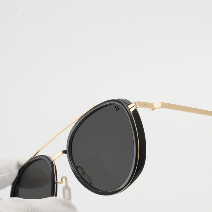 Lotus: Lunettes de soleil de luxe Noir - Doré - Bleather Maroc