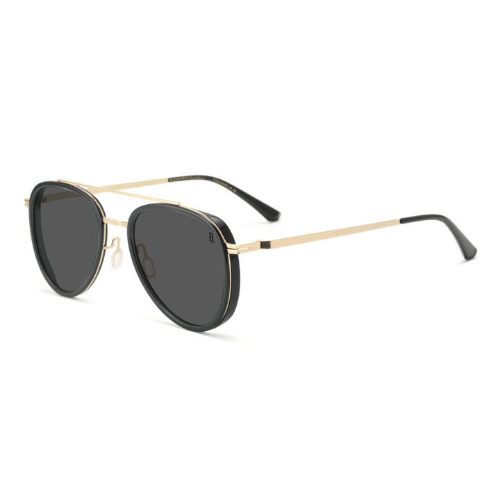 Lotus: Lunettes de soleil de luxe Noir - Doré - Bleather Maroc