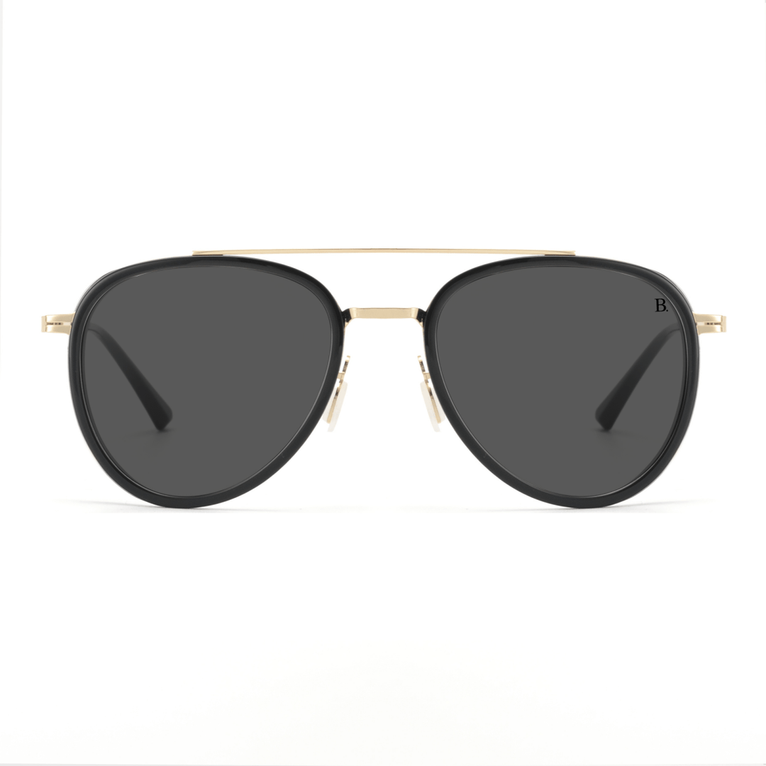 Lotus: Lunettes de soleil de luxe Noir - Doré - Bleather Maroc