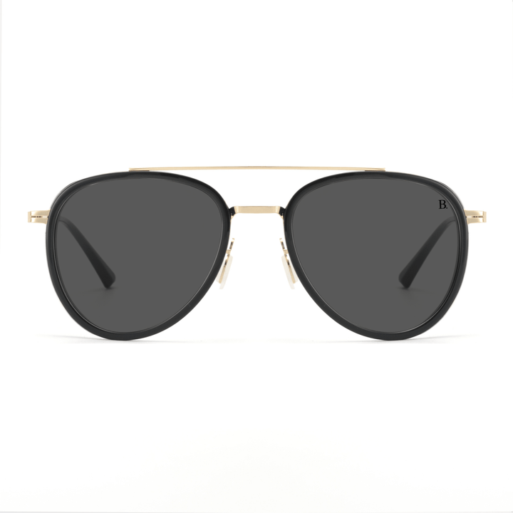 Lotus: Lunettes de soleil de luxe Noir - Doré - Bleather Maroc