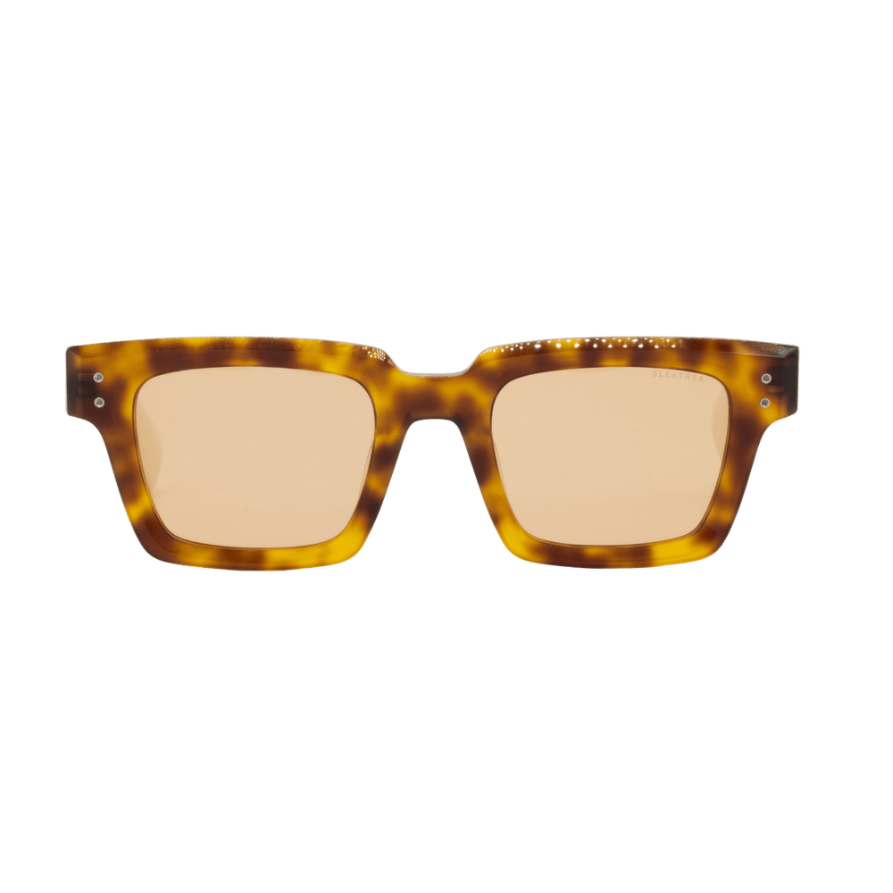 Luca: Lunettes de soleil de luxe Mr/Havane;Blanc - Bleather Maroc