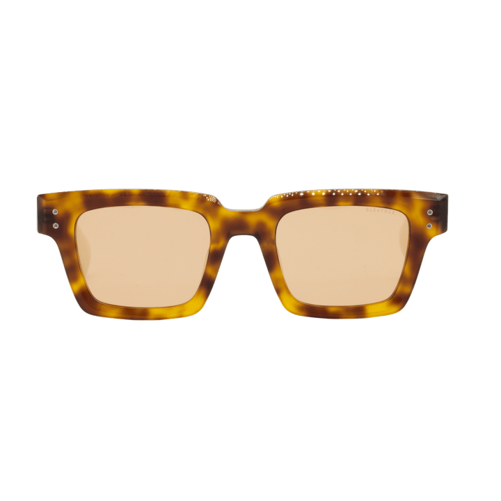 Luca: Lunettes de soleil de luxe Mr/Havane;Blanc - Bleather Maroc