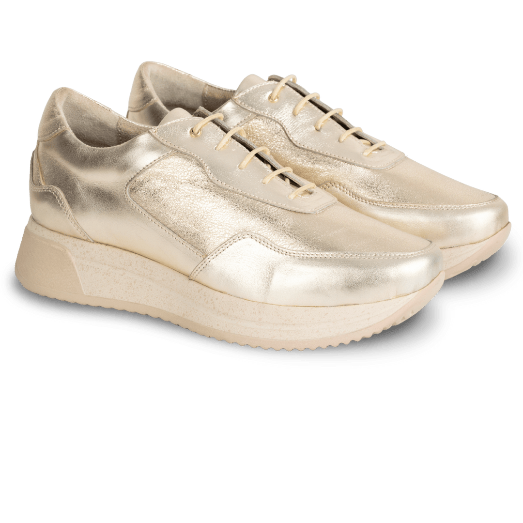 Lucy : Sneakers Femme - Cuir doré - Bleather Maroc