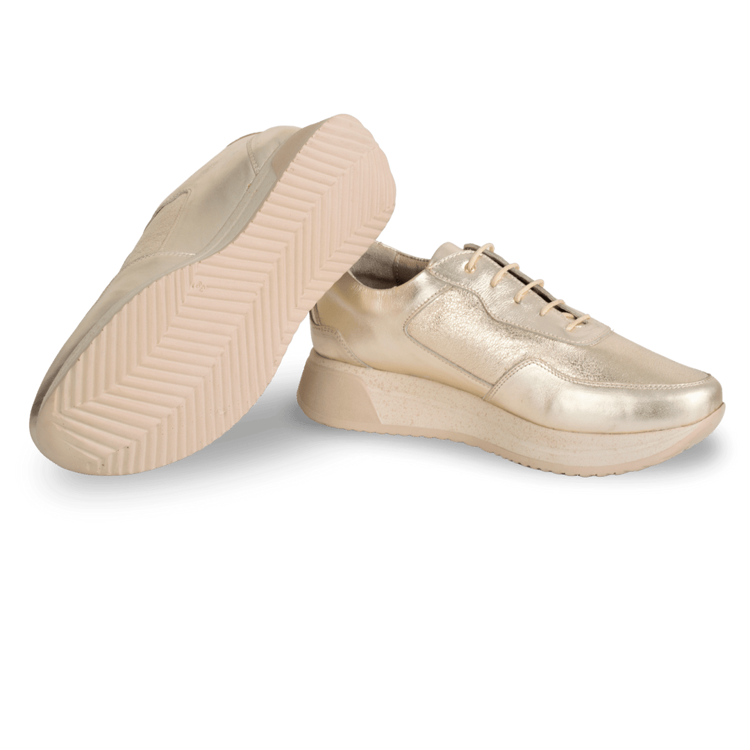 Lucy : Sneakers Femme - Cuir doré - Bleather Maroc