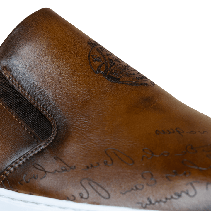 Lurgan: Sneakers Homme - Cuir Marron Gravé - Bleather Maroc