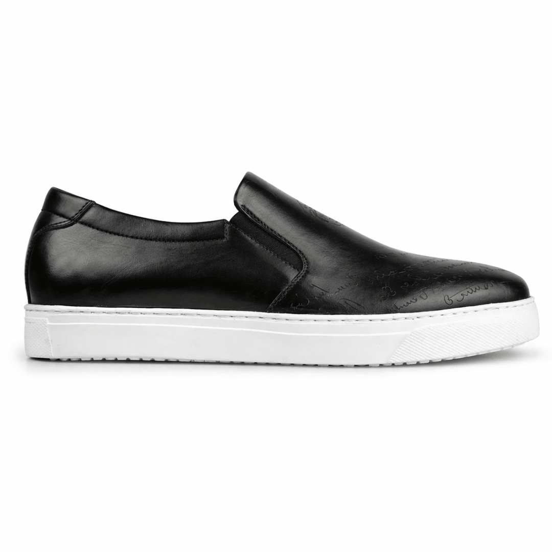 Lurgan: Sneakers Homme - Cuir Noir Gravé - Bleather Maroc