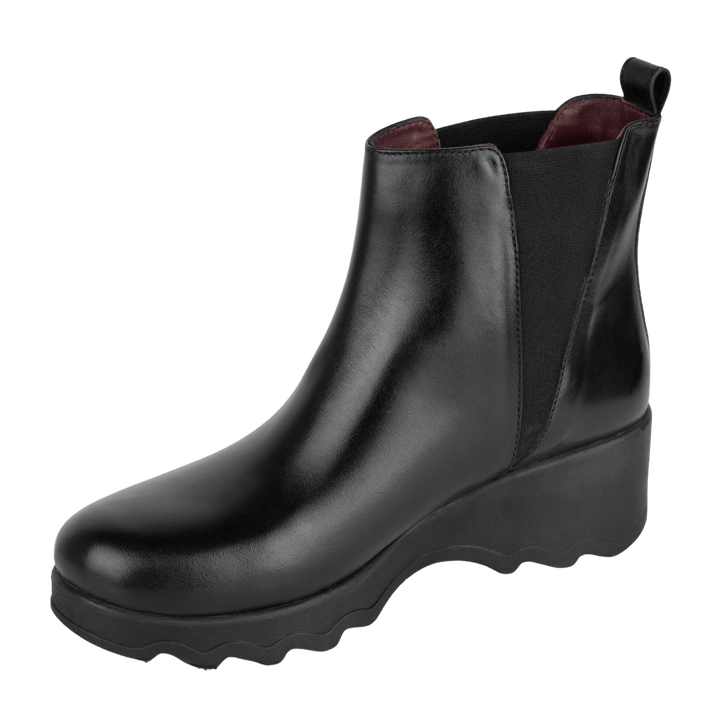 Maisie: Bottines Femme - Cuir Noir - Bleather Maroc