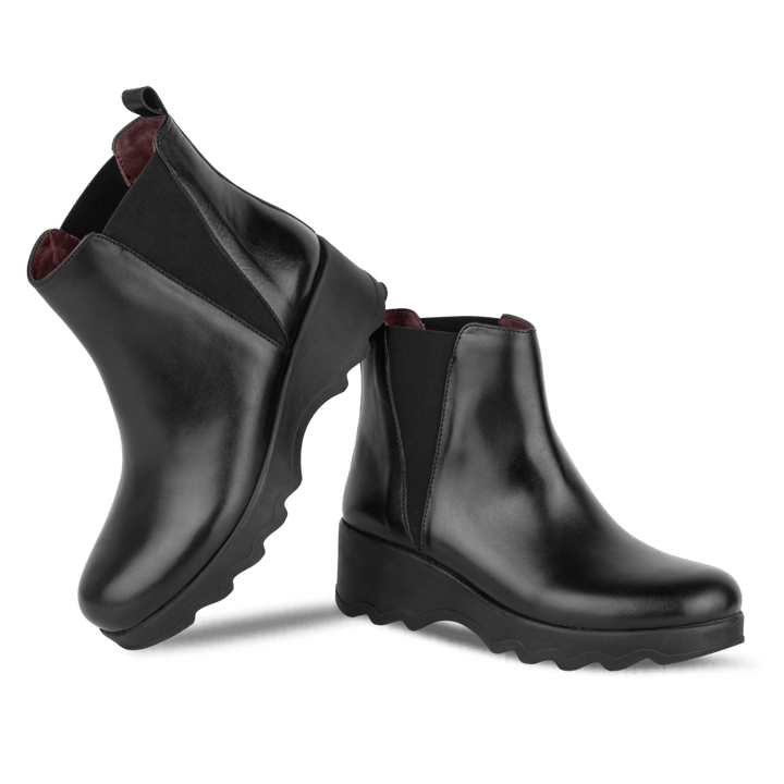 Maisie: Bottines Femme - Cuir Noir - Bleather Maroc