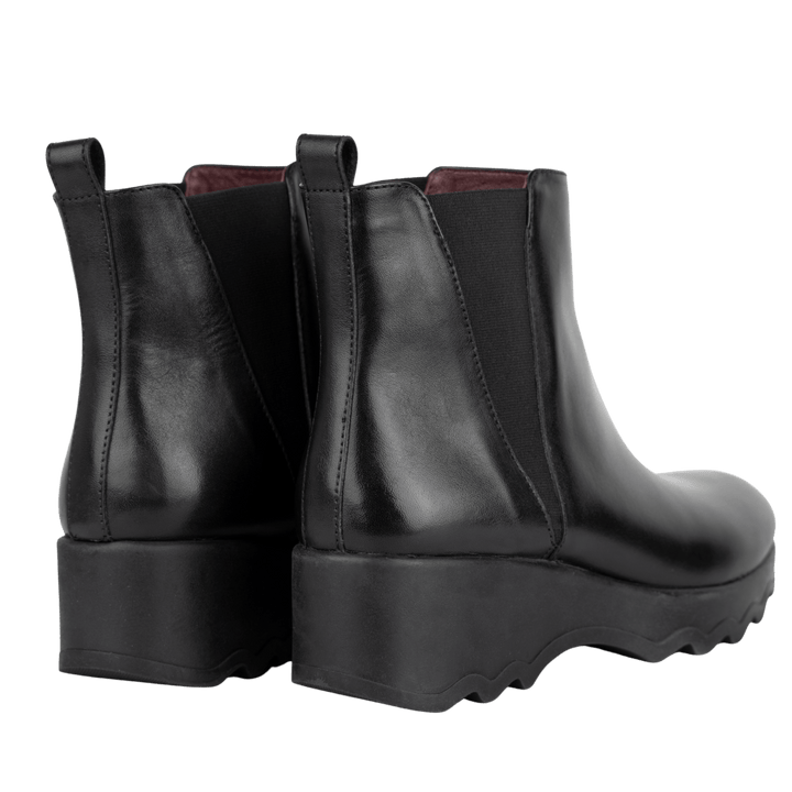 Maisie: Bottines Femme - Cuir Noir - Bleather Maroc