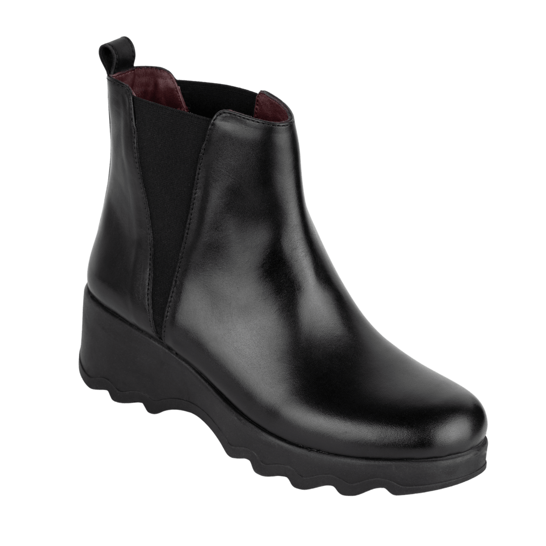 Maisie: Bottines Femme - Cuir Noir - Bleather Maroc