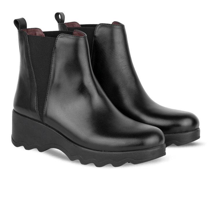 Maisie: Bottines Femme - Cuir Noir - Bleather Maroc