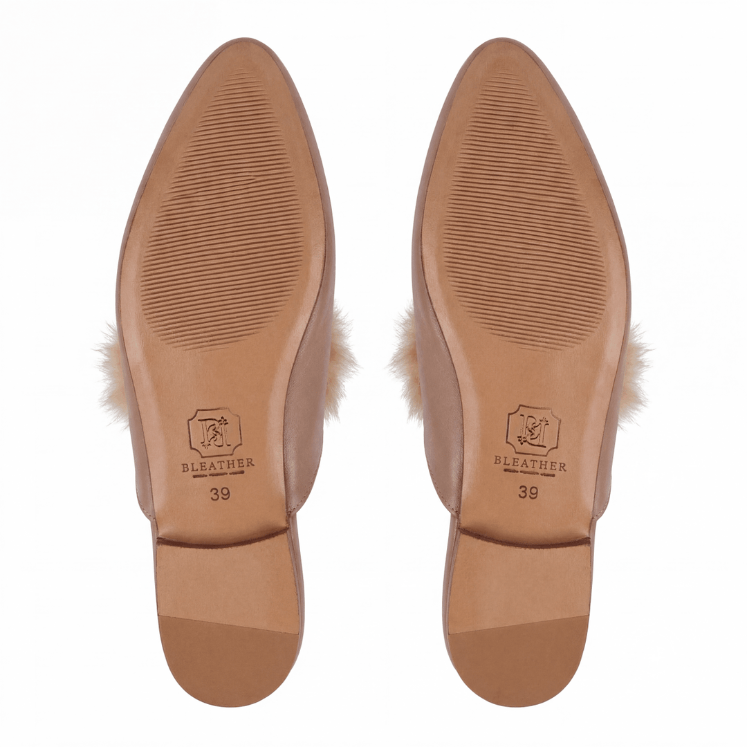 Malachite : Mules Femme - Cuir beige - Bleather Maroc
