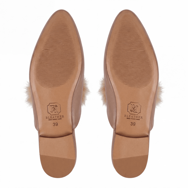 Malachite : Mules Femme - Cuir beige - Bleather Maroc