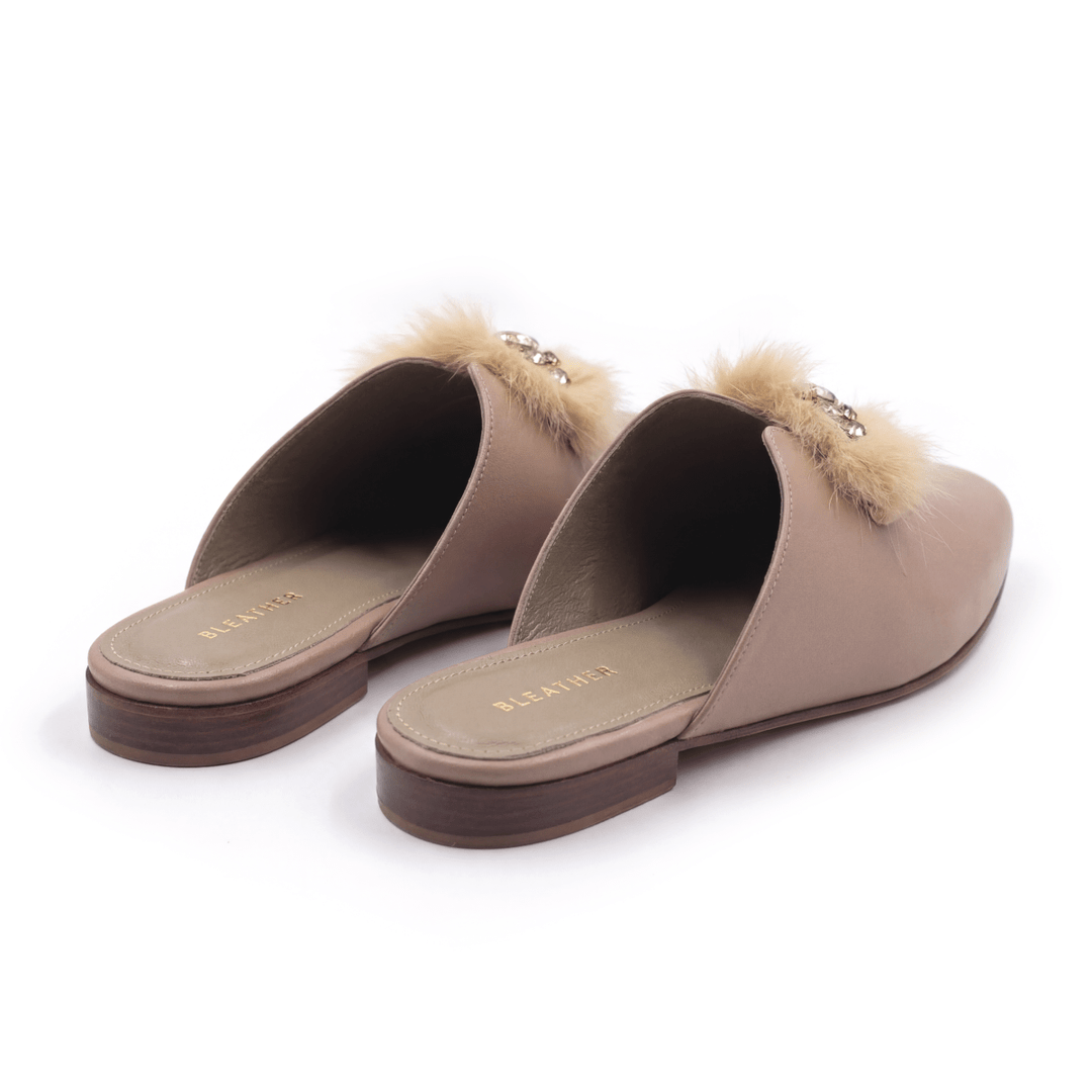 Malachite : Mules Femme - Cuir beige - Bleather Maroc