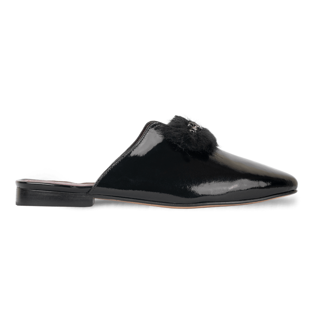 Malachite : Mules Femme - Cuir Noir - Bleather Maroc