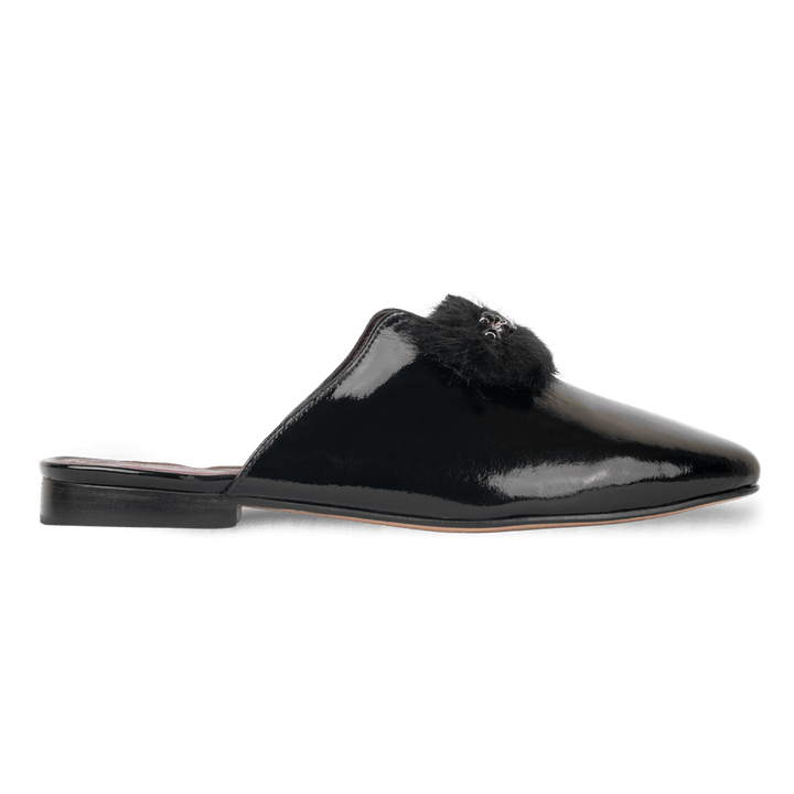 Malachite : Mules Femme - Cuir Noir - Bleather Maroc