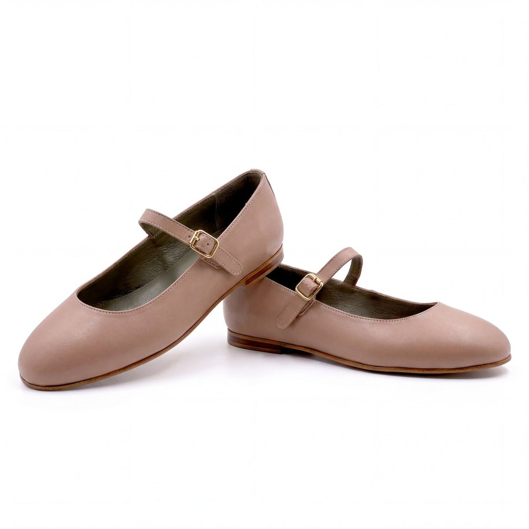 Marion : Ballerines Femme - Cuir Beige - Bleather Maroc