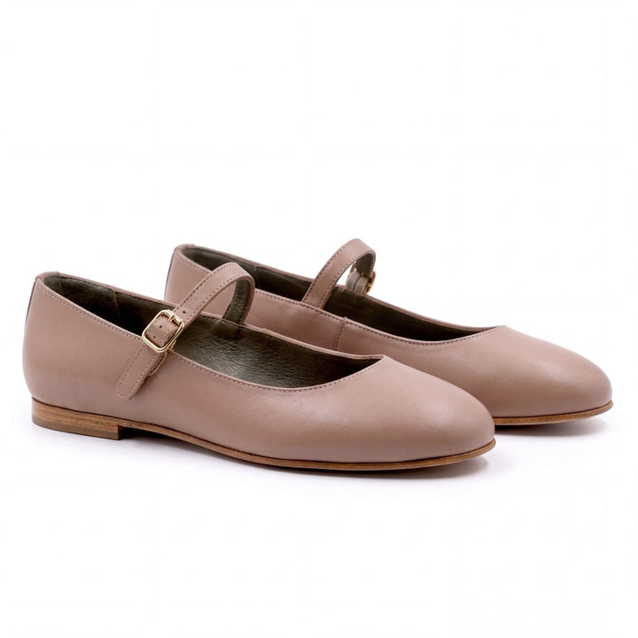Marion : Ballerines Femme - Cuir Beige - Bleather Maroc