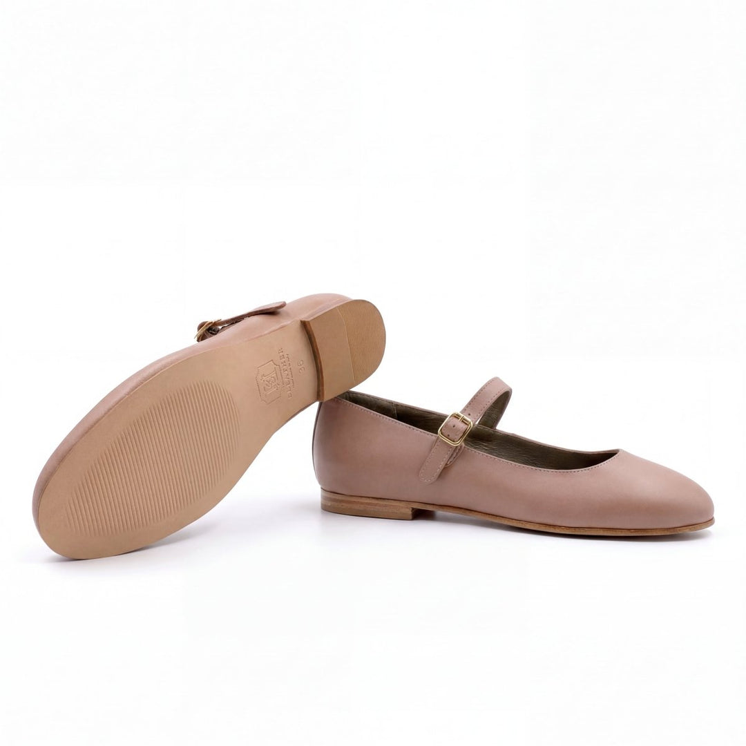 Marion : Ballerines Femme - Cuir Beige - Bleather Maroc