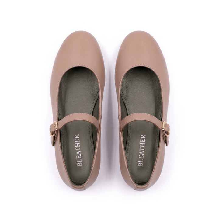 Marion : Ballerines Femme - Cuir Beige - Bleather Maroc