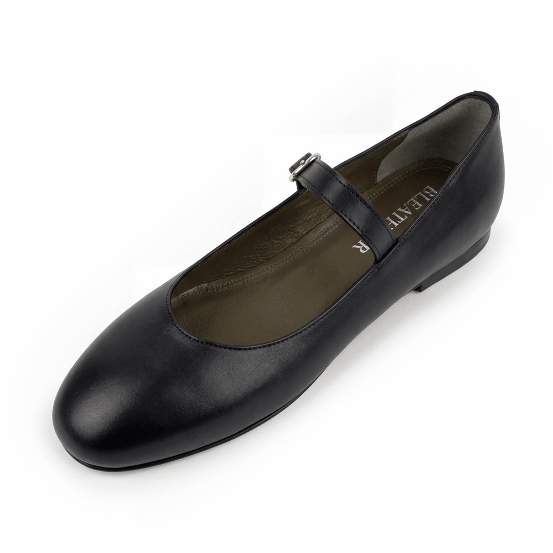 Marion : Ballerines Femme - Cuir Noir - Bleather Maroc