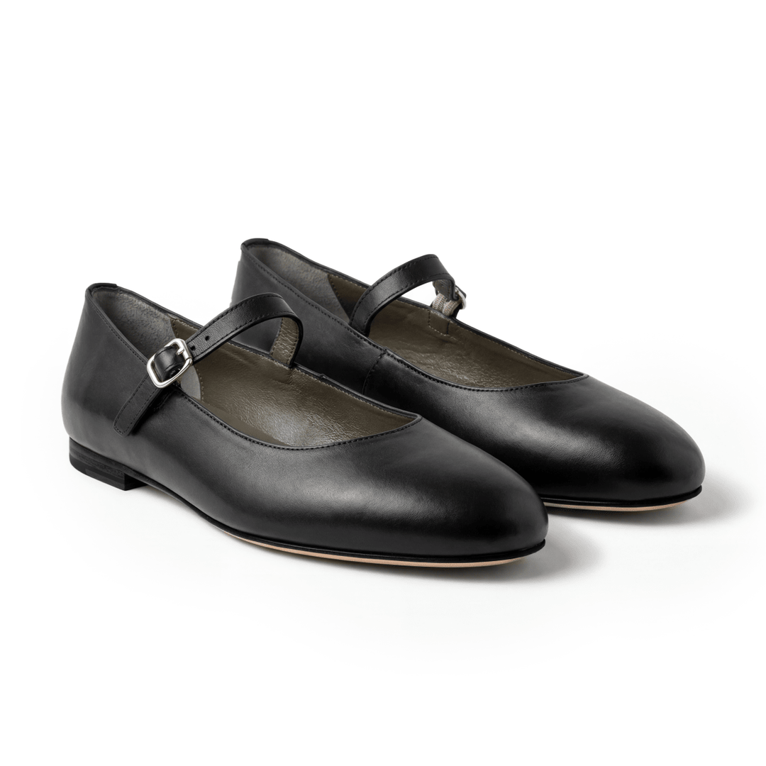 Marion : Ballerines Femme - Cuir Noir - Bleather Maroc
