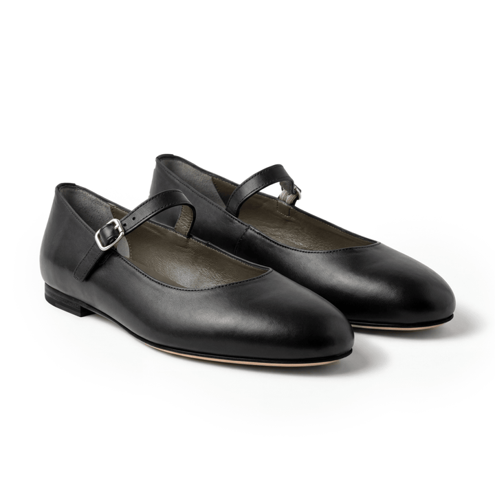 Marion : Ballerines Femme - Cuir Noir - Bleather Maroc