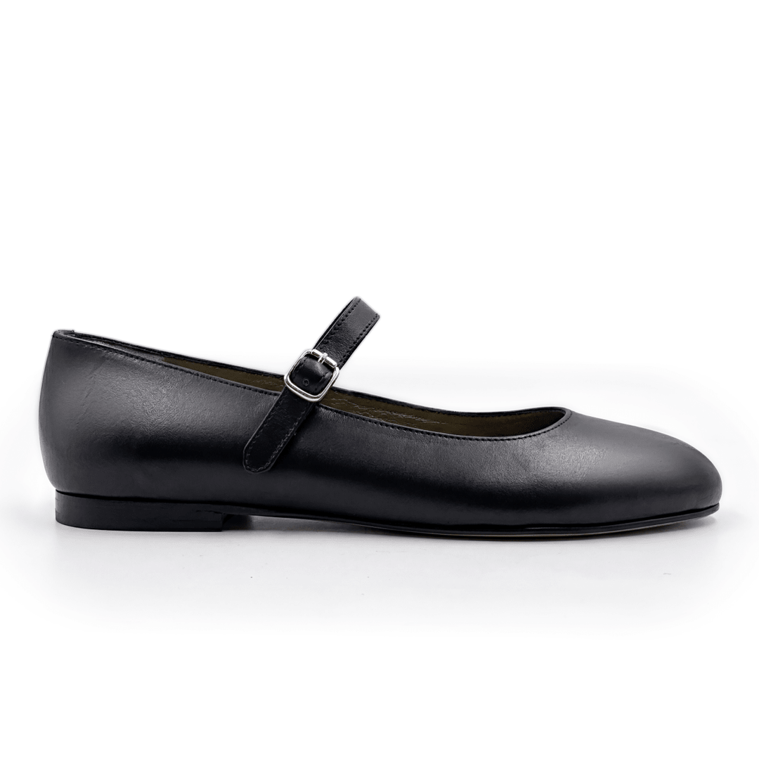 Marion : Ballerines Femme - Cuir Noir - Bleather Maroc