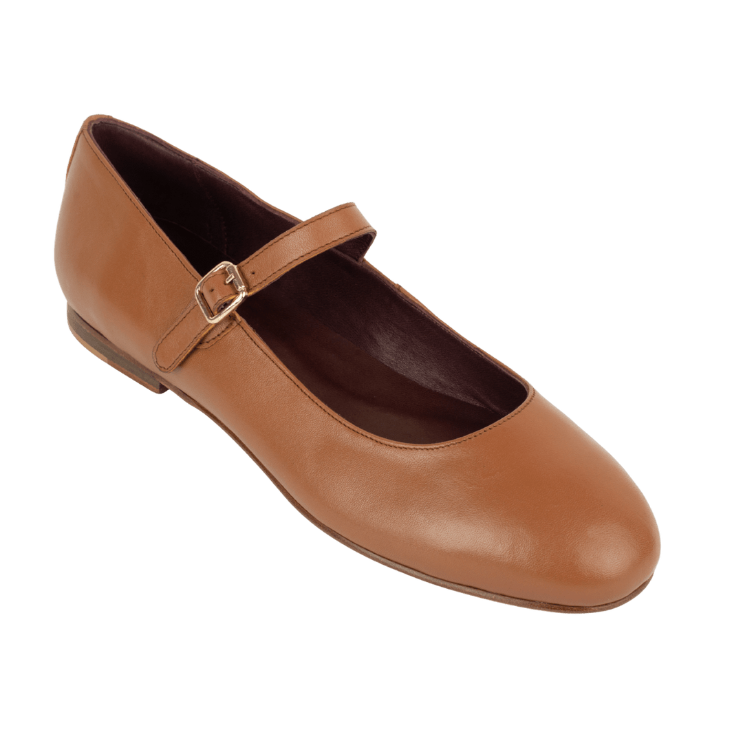 Marion : Ballerines Femme - Cuir Tabac - Bleather Maroc