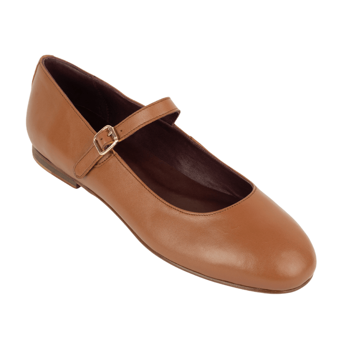 Marion : Ballerines Femme - Cuir Tabac - Bleather Maroc