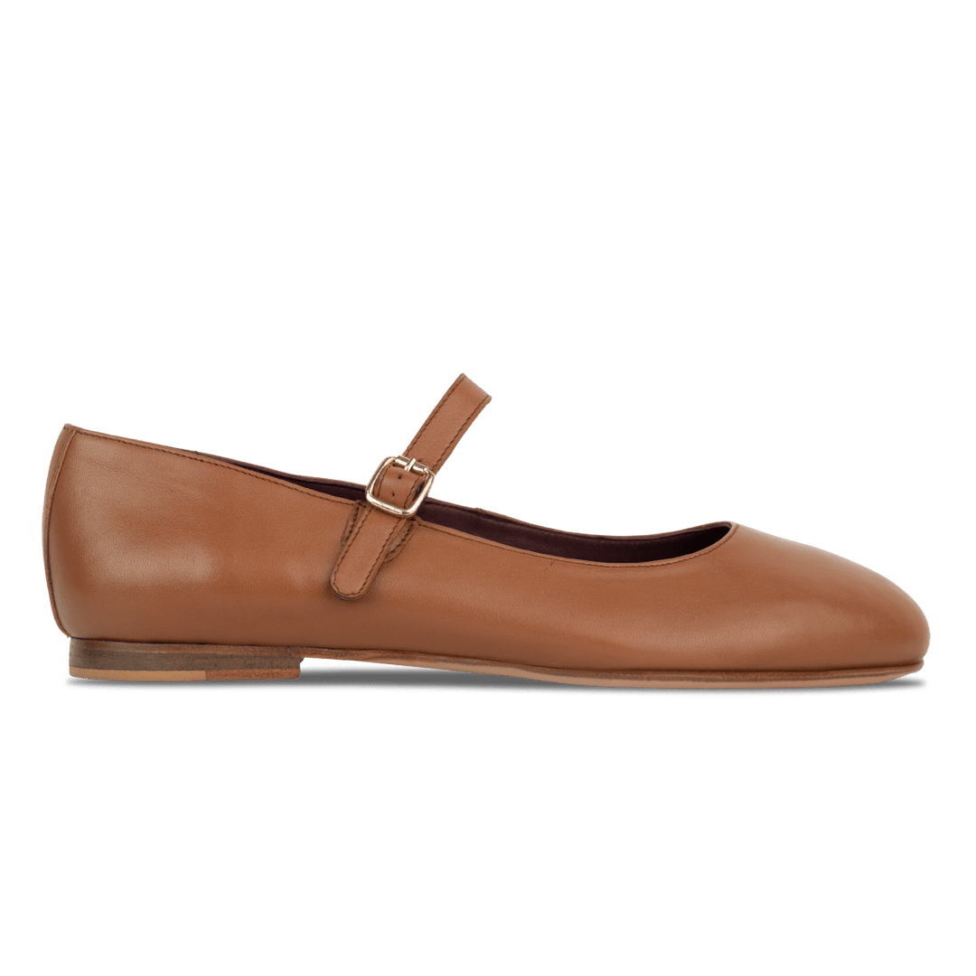 Marion : Ballerines Femme - Cuir Tabac - Bleather Maroc