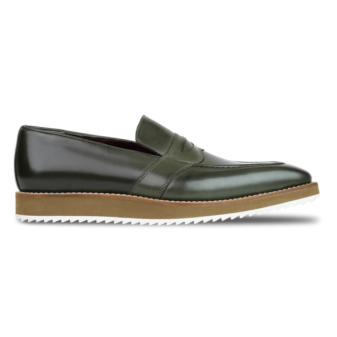 Martine: Mocassin Homme - Cuir Kaki - Bleather Maroc