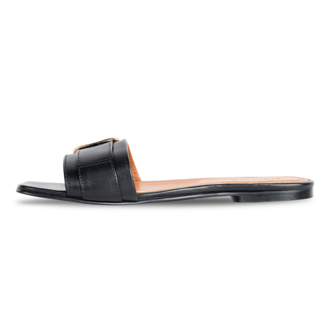 Mathilde : Sandales Femme - Cuir Noir - Bleather Maroc