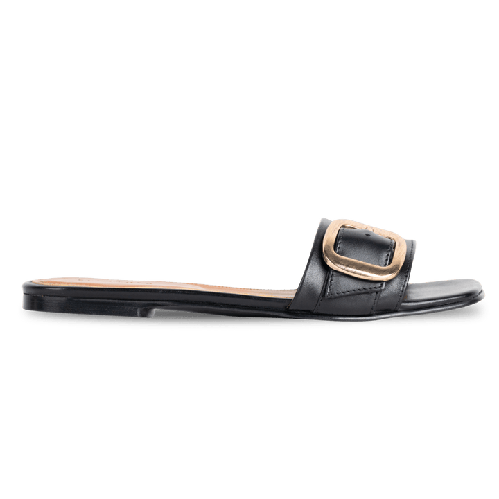 Mathilde : Sandales Femme - Cuir Noir - Bleather Maroc