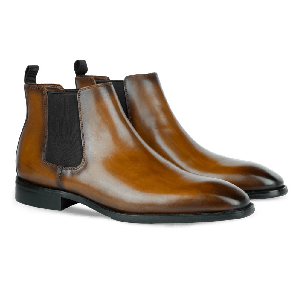 Mayfair : Chelsea Boots Homme - Cuir Cognac Patiné - Bleather Maroc