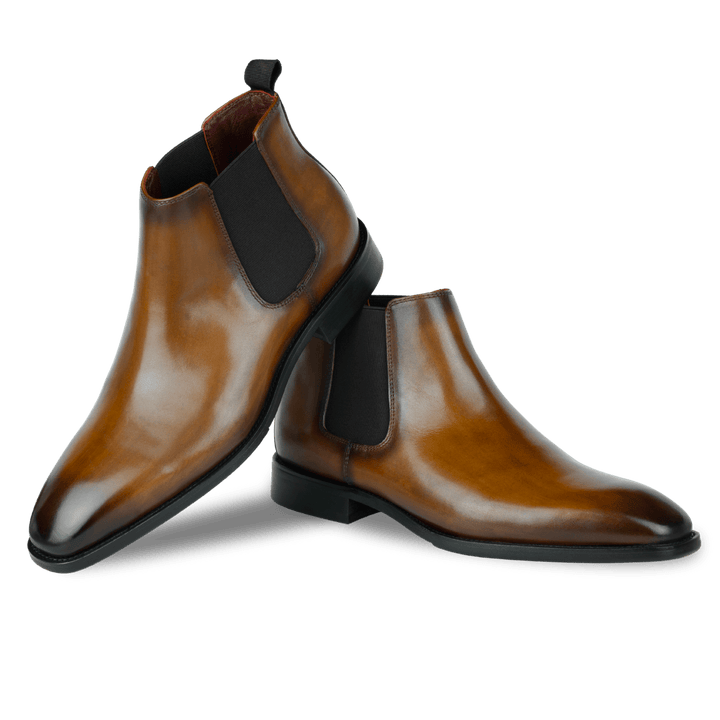 Mayfair : Chelsea Boots Homme - Cuir Cognac Patiné - Bleather Maroc