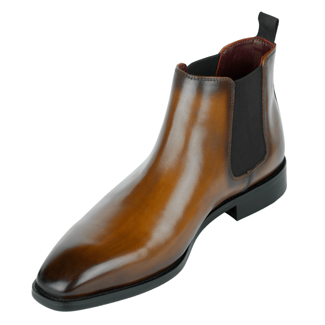 Mayfair : Chelsea Boots Homme - Cuir Cognac Patiné - Bleather Maroc