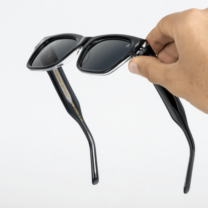 Meteor S': Lunettes de soleil de luxe Noir - Bleather Maroc