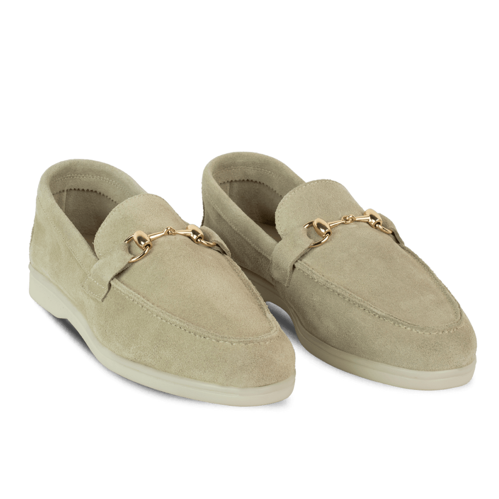 Mila: mocassin Femme - Daim Beige - Bleather Maroc