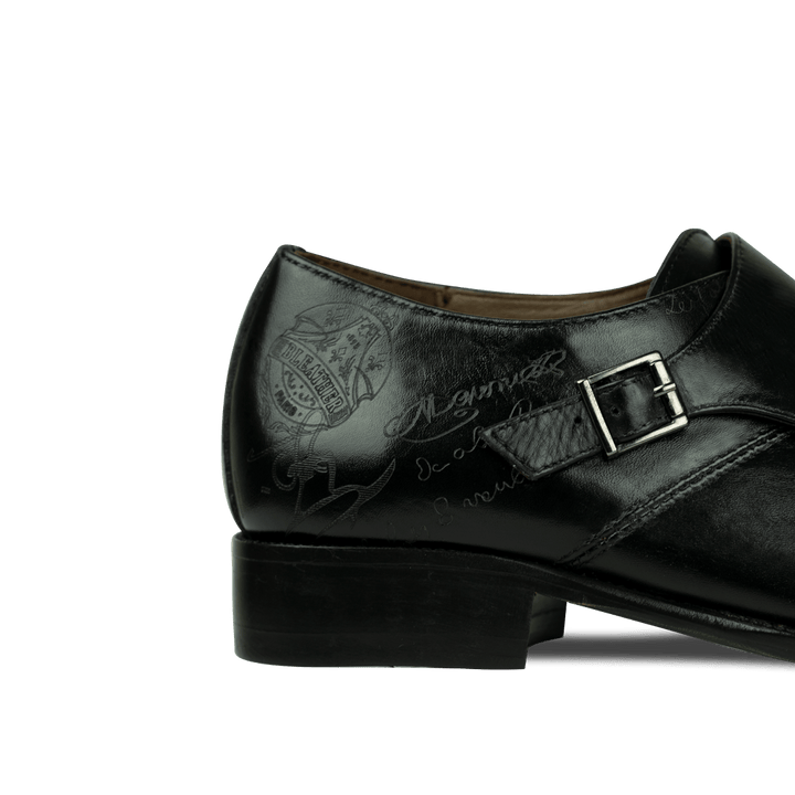 Neilston: Chaussures à boucles - Cuir Noir - Bleather Maroc