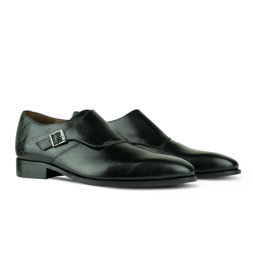Neilston: Chaussures à boucles - Cuir Noir - Bleather Maroc