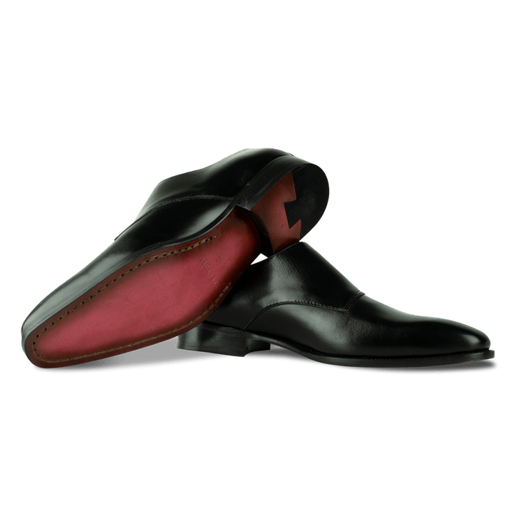 Neilston: Chaussures à boucles - Cuir Noir - Bleather Maroc