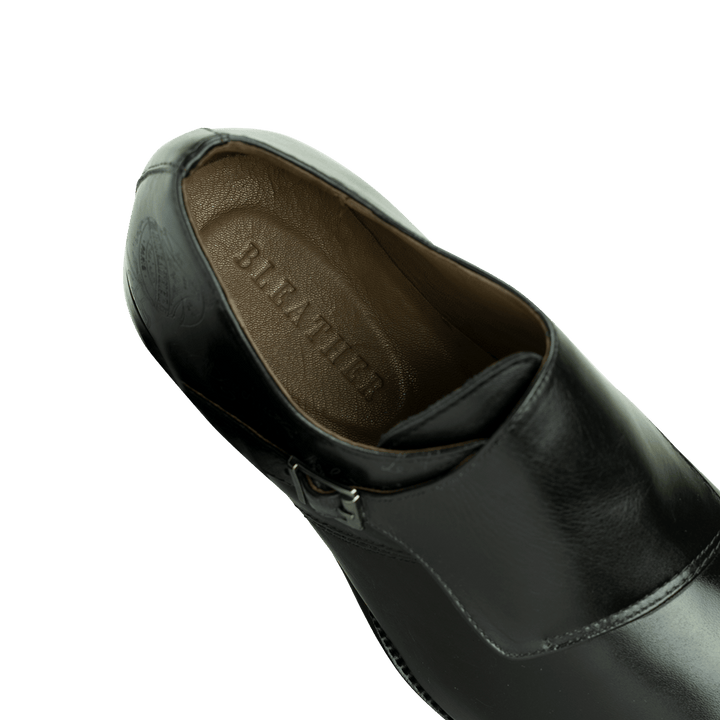 Neilston: Chaussures à boucles - Cuir Noir - Bleather Maroc