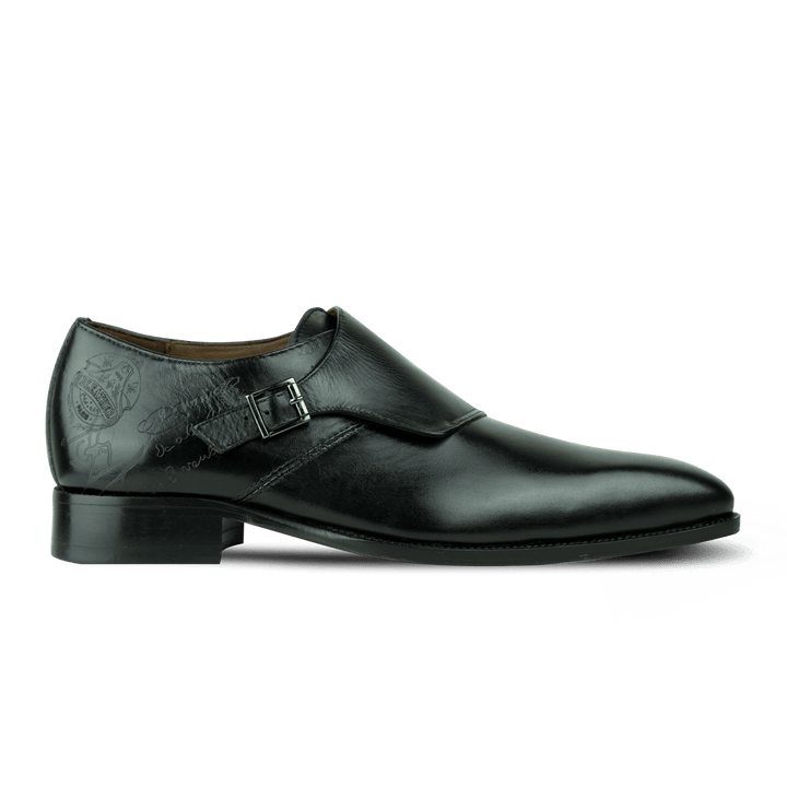 Neilston: Chaussures à boucles - Cuir Noir - Bleather Maroc