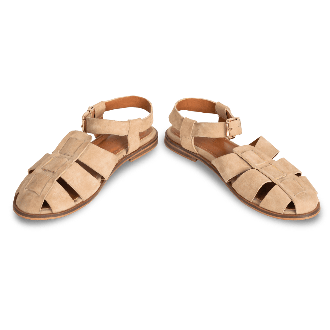 Nelly : Sandales Femme - Daim Beige - Bleather Maroc
