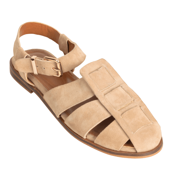 Nelly : Sandales Femme - Daim Beige - Bleather Maroc