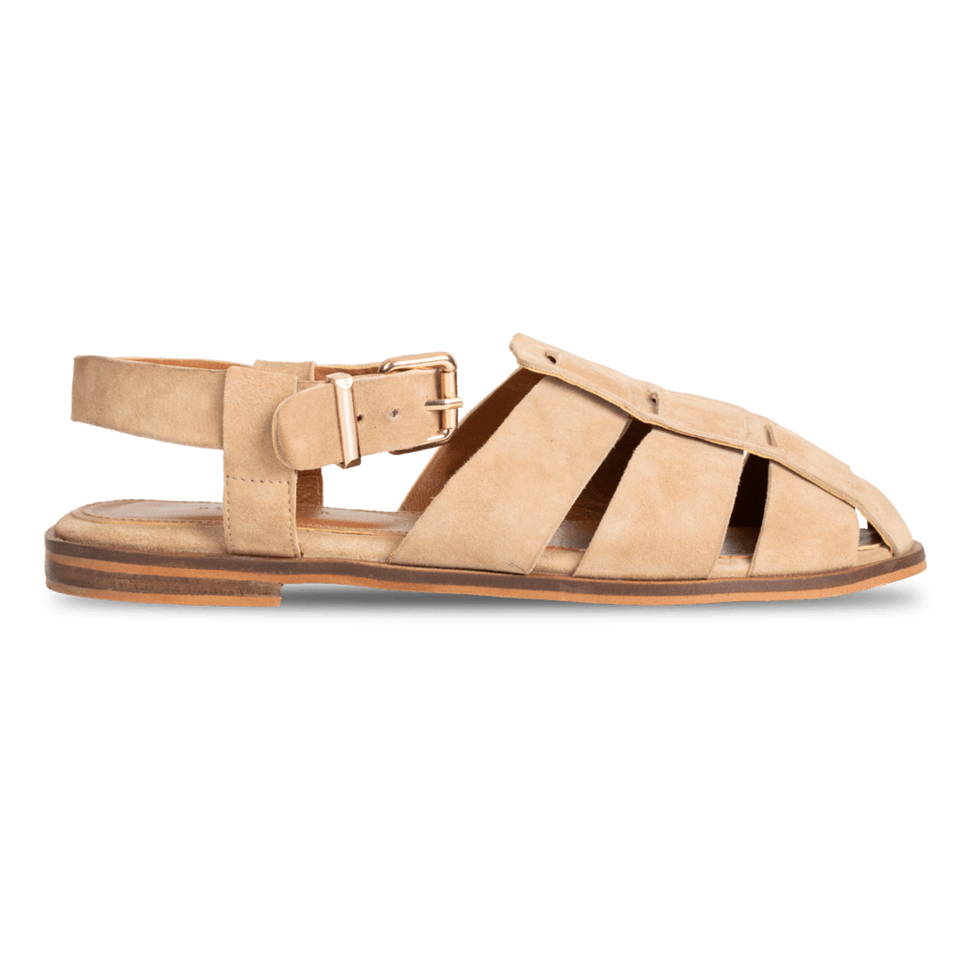 Nelly : Sandales Femme - Daim Beige - Bleather Maroc