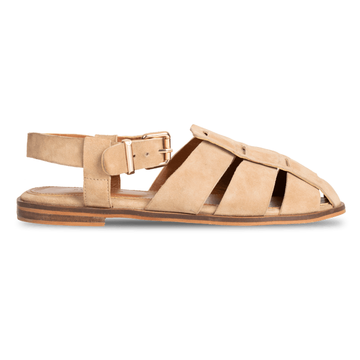 Nelly : Sandales Femme - Daim Beige - Bleather Maroc