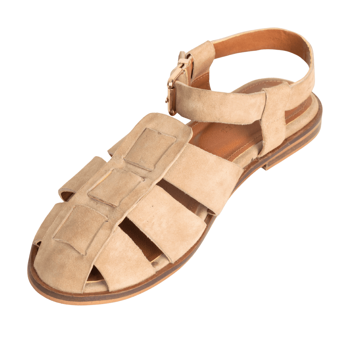 Nelly : Sandales Femme - Daim Beige - Bleather Maroc
